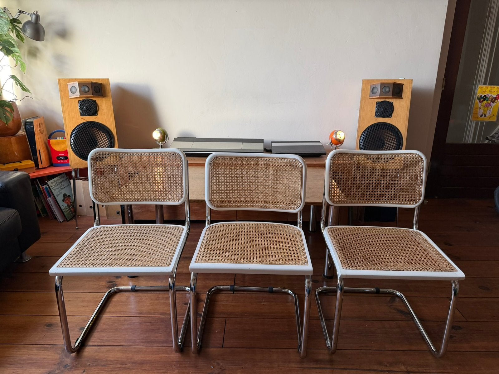 Marcel Breuer Cesca stoelen, Ophalen, Gebruikt, Drie, Wit