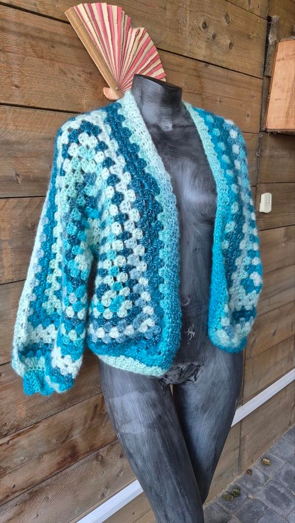 Nieuw handgemaakt gehaakt vest M/L, Maat 38/40 (M), Blauw, Nieuw, Ophalen of Verzenden