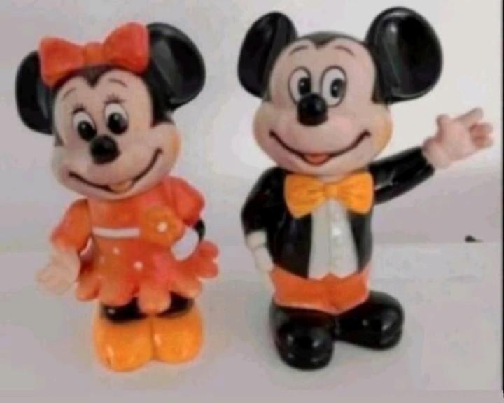 Mickey mouse en Minnie Mouse spaarpot 15cm vintage, Ophalen, Mickey Mouse, Zo goed als nieuw, Beeldje of Figuurtje