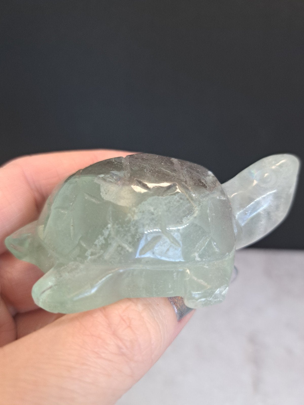 Carving groene fluoriet schildpad, Ophalen of Verzenden, Mineraal