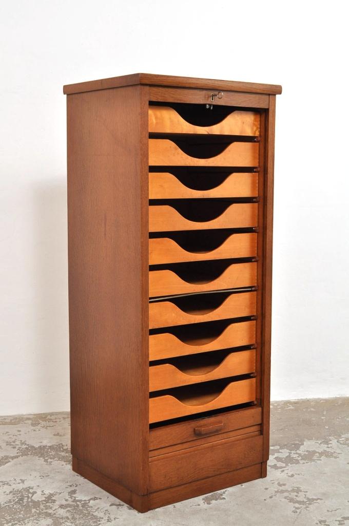 Vintage eiken roldeurkast archiefkast kast circa 1940