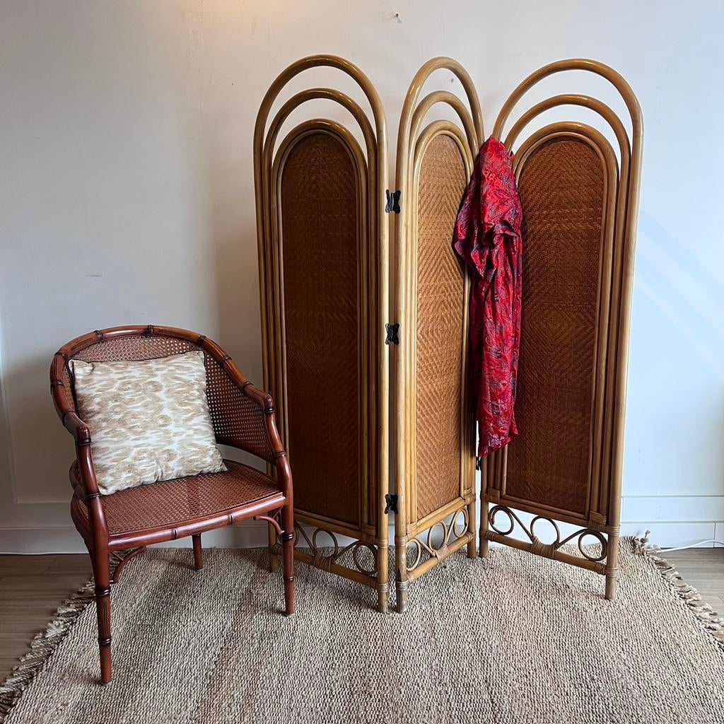 Rotan Bamboe Kamerscherm room divider Vintage, Ophalen, Vintage, Zo goed als nieuw, X