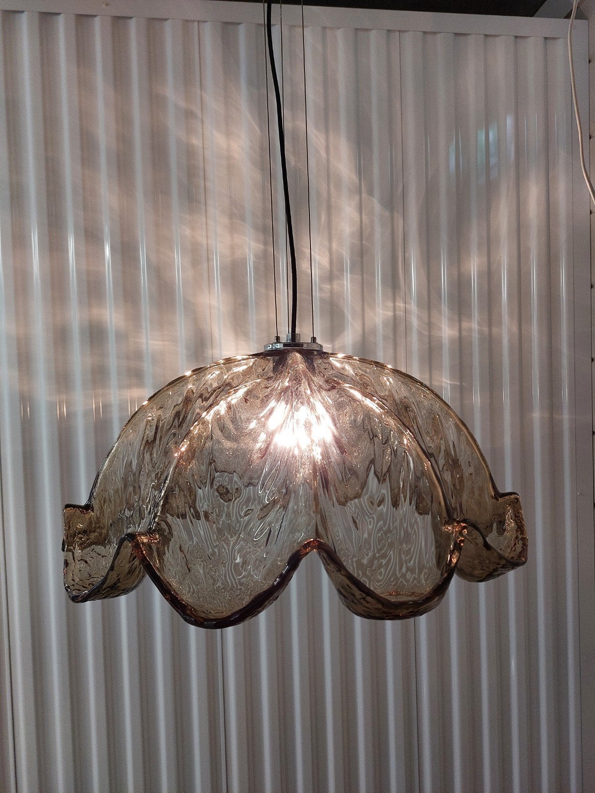 Glazen Hanglamp Jaren 70/80 - Vintage Design (murano), Huis en Inrichting, Lampen | Hanglampen, Ophalen, Minder dan 50 cm