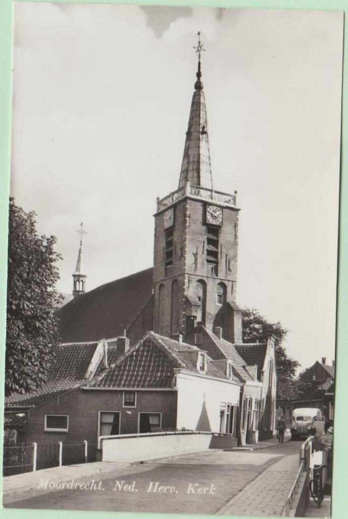 Moordrecht Ned. Herv. kerk 1961, Verzamelen, Ansichtkaarten | Nederland, Verzenden, 1940 tot 1960, Ongelopen, Zuid-Holland