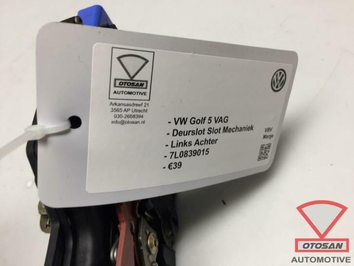 vw golf 5 deurslot slotmechaniek links achter 7l0839015, Gebruikt, Volkswagen, Volkswagen AG, Achter