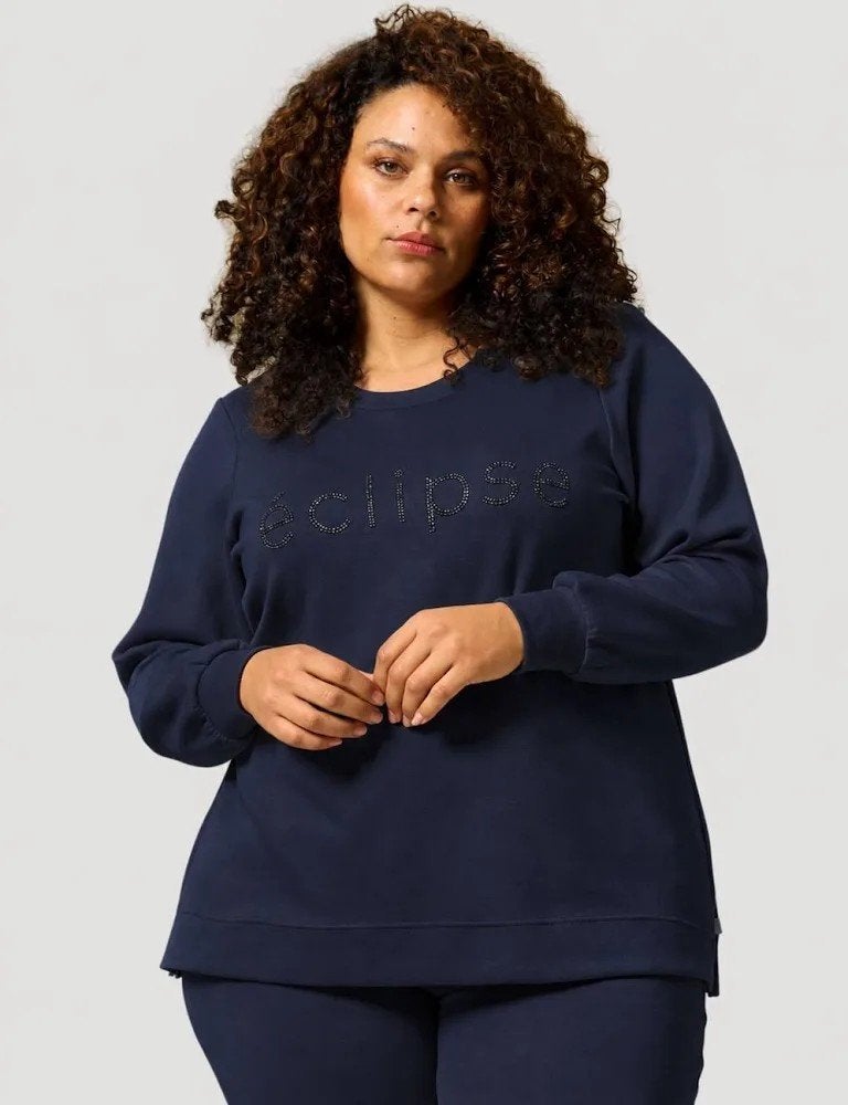 Donkerblauwe sweater Mya van Zhenzi Maat 50/52 L, Z, Zhenzi, Z, Blauw