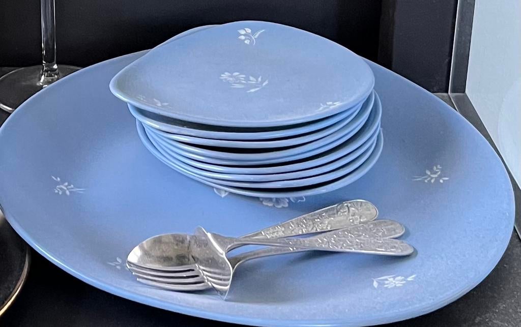 Vintage Gouda Porselein Schelpvormige Schoteltjes Set, Antiek en Kunst, Antiek | Porselein, Ophalen