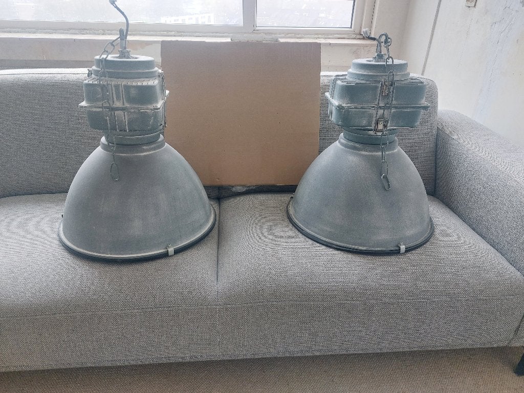 industriële hanglampen, Ophalen, Zo goed als nieuw, Glas, Industrieel, stoer, betonlook, robuust