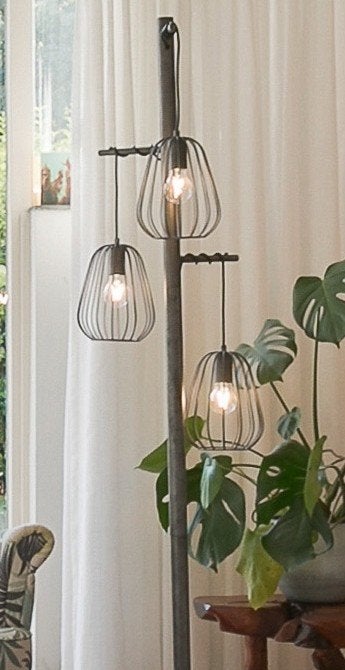 Vloerlamp met 3 kooilampen - 174 hoog, Ophalen, Gebruikt, Industrieel, Modern, E27 (groot)