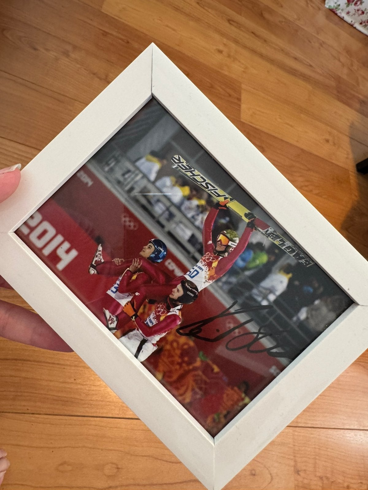 Actiefoto Poolse ski springer met handtekening, Ophalen of Verzenden, Nieuw, Hout, Minder dan 50 cm