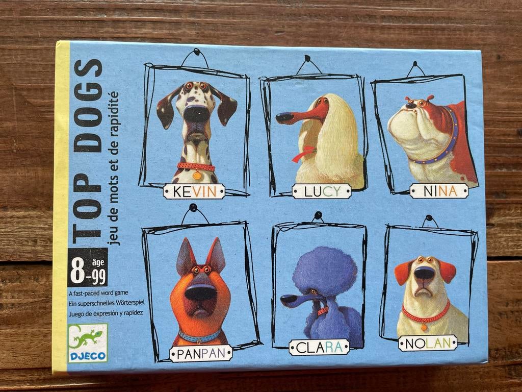 DJECO Top Dogs Woordspel - Snel en Leuk voor het Hele Gezin, Een of twee spelers, Ophalen of Verzenden, Zo goed als nieuw