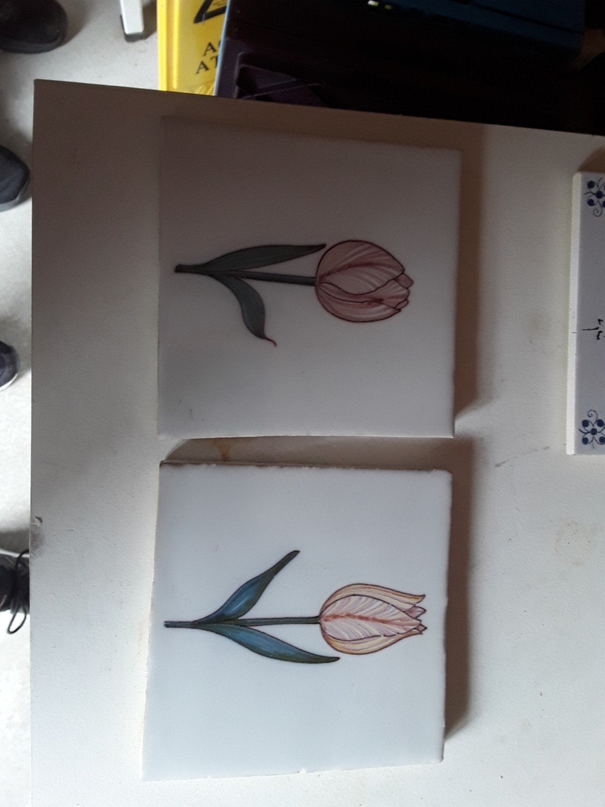 Tegeltjes met afbeelding van een tulp, Antiek en Kunst, Ophalen of Verzenden