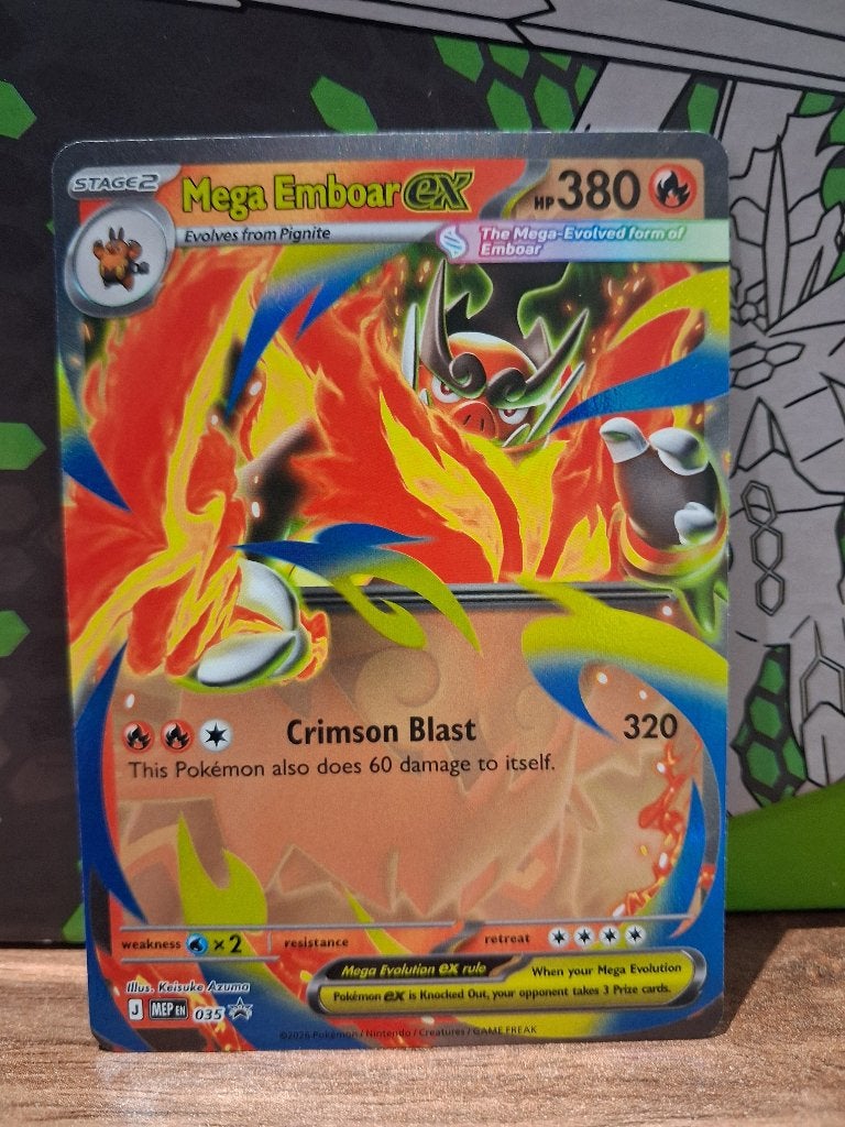 Pokemon Mega Emboar EX promo 035, Ophalen of Verzenden, Nieuw, Losse kaart