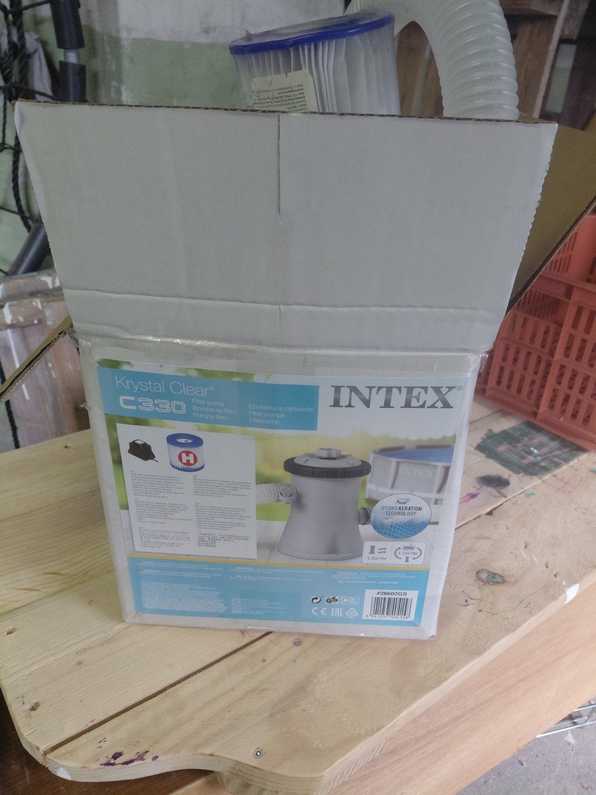Intex Krystal Clear Filterpomp 602G met filter, Ophalen of Verzenden, Gebruikt, Zwembadpomp