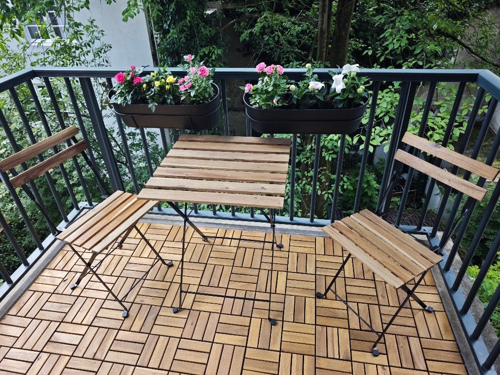 IKEA balkonset klaptafel met 2 stoelen, NIEUW en ongebruikt, Ophalen, Nieuw, Vierkant, Hout