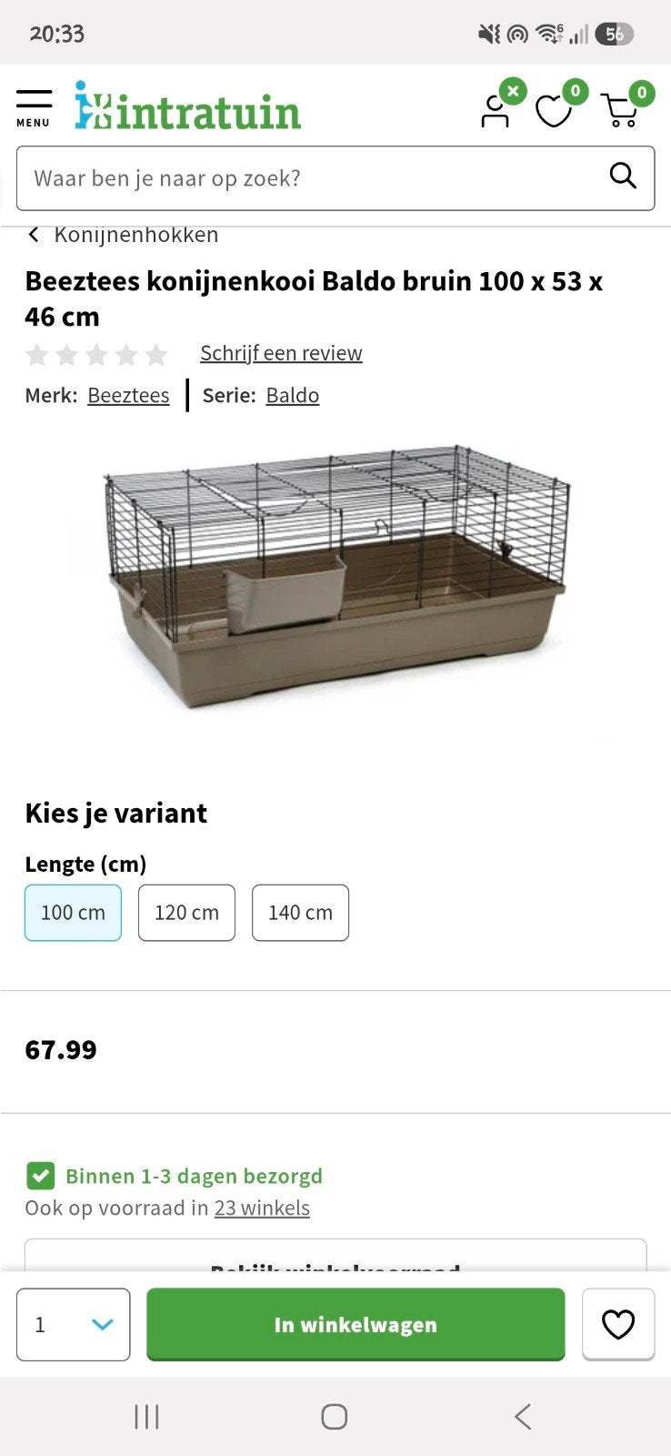 Knaagdieren kooi, Ophalen, Zo goed als nieuw, 75 tot 110 cm, Minder dan 65 cm