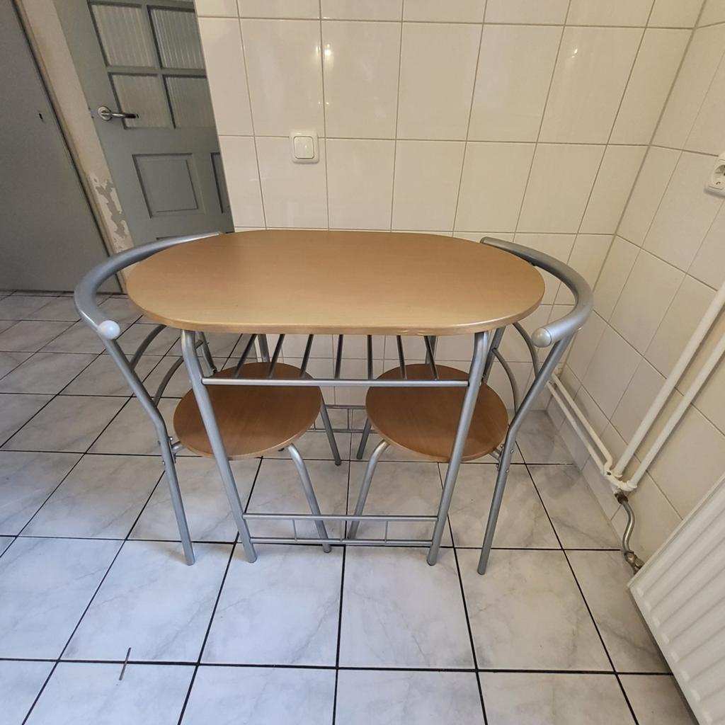 Kleine set: tafel met twee stoelen, Gebruikt, 50 tot 100 cm, Tot twee personen, Ovaal