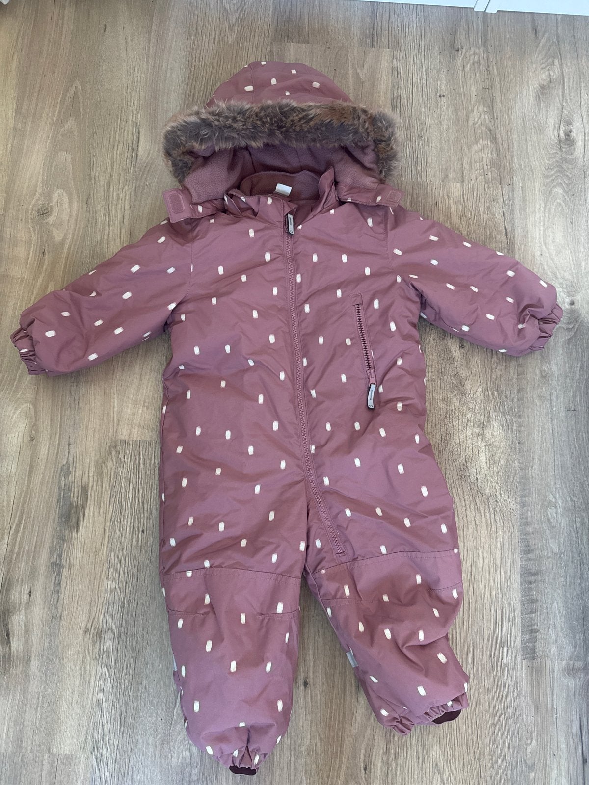 H&M Roze Sneeuwpak Maat 92 met Bontkraag, Ophalen, Zo goed als nieuw, Meisje, Setje