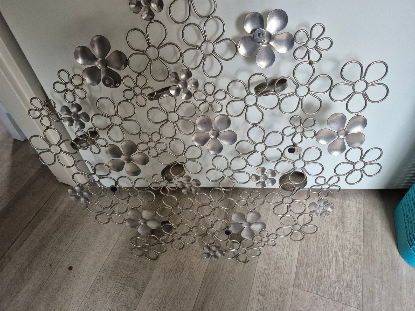 Metalen bloemen waxinelichthouder, Huis en Inrichting, Gebruikt, Overige merken, Waxinelichthouder, Ophalen of Verzenden