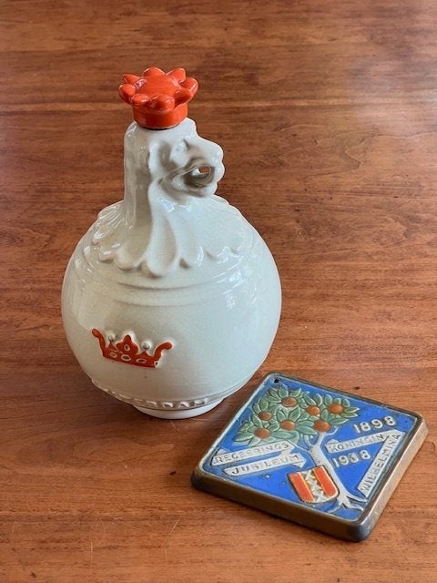 BEATRIX BOOTZ GEBOORTEKRUIKJE  + JUBILEUMTEGEL WILHELMINA, Verzenden, Zo goed als nieuw, Servies