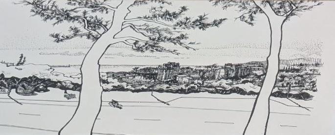 Tekening Emeline Lin: septemberwind in Hsinchu, Taiwan, Ophalen of Verzenden