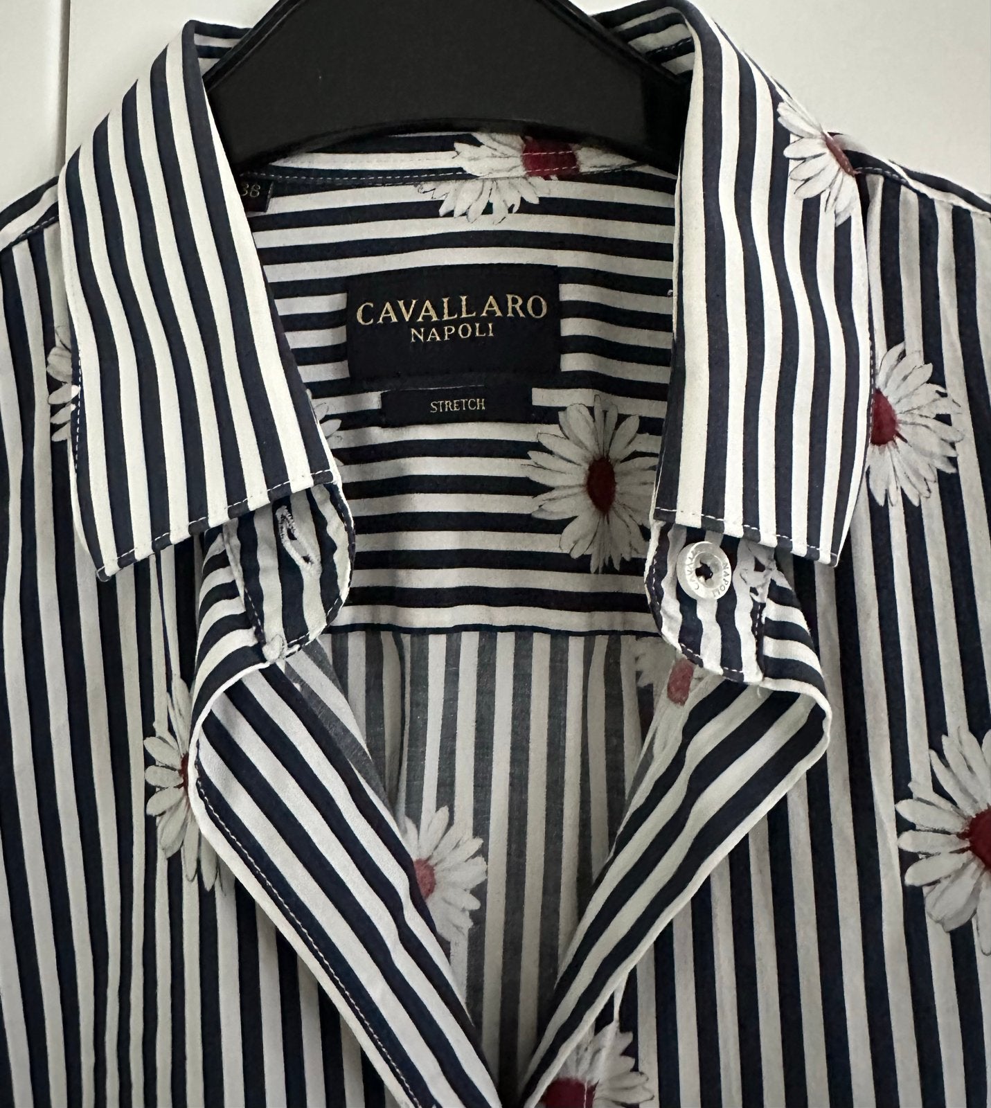 Cavallaro Napoli gestreepte blouse met madeliefjes, Kleding | Dames, Verzenden, Zo goed als nieuw, Maat 38/40 (M), Blauw
