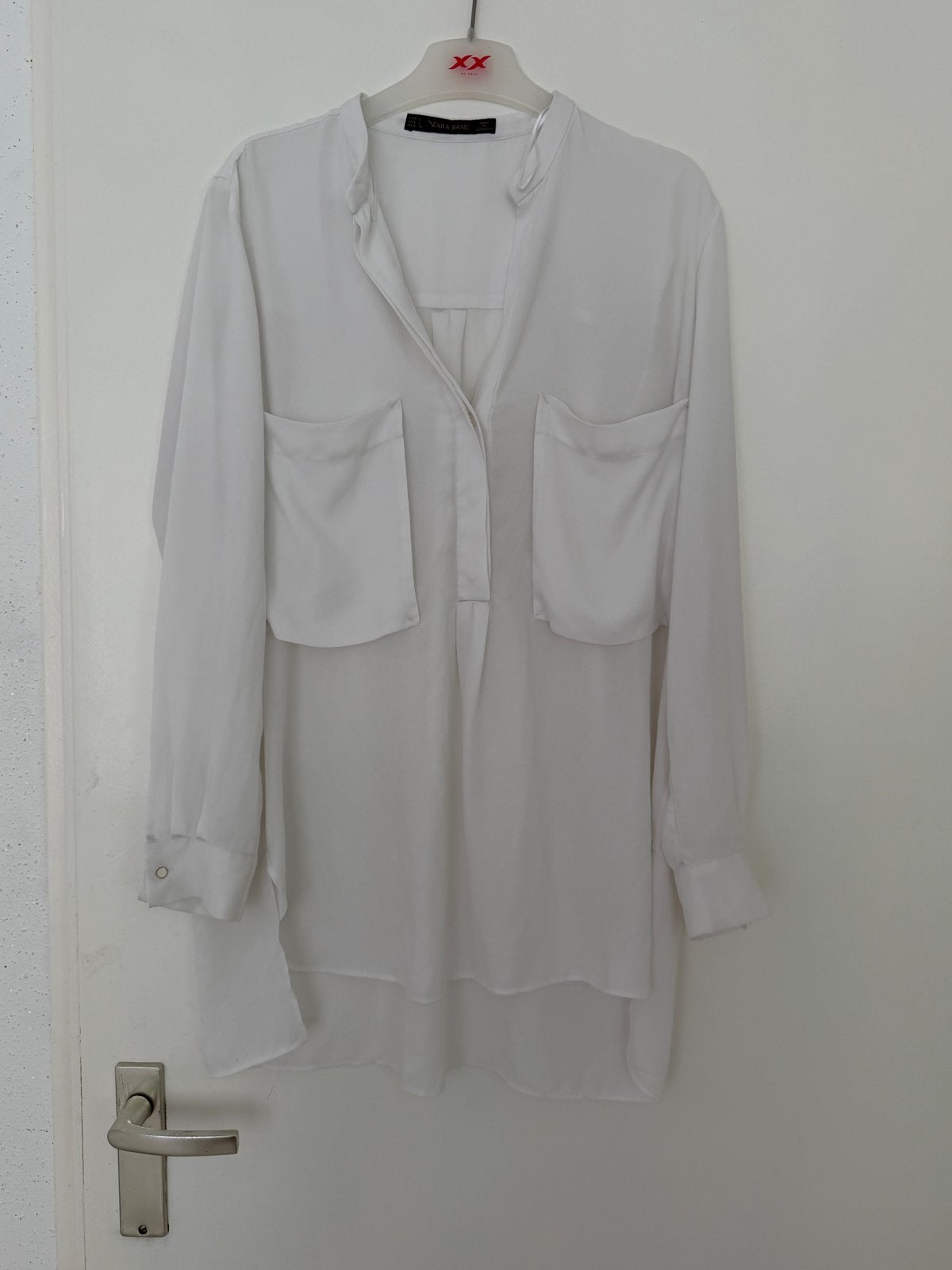 Witte blouse van Zara Basic, maat L, Kleding | Dames, Blouses en Tunieken, Zo goed als nieuw, Maat 42/44 (L), Wit, Ophalen of Verzenden
