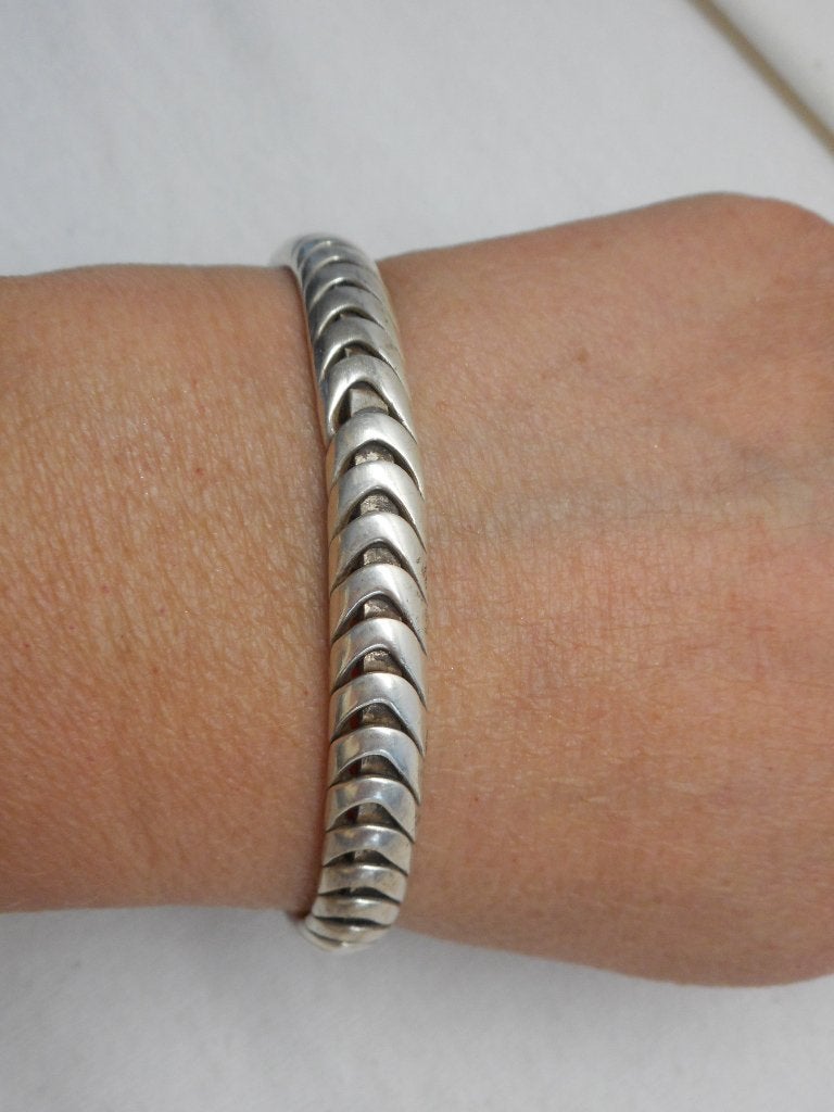 Zilveren massieve vintage set spang + klem armband nr.5000, Verzenden, Zo goed als nieuw, Zilver, Zilver