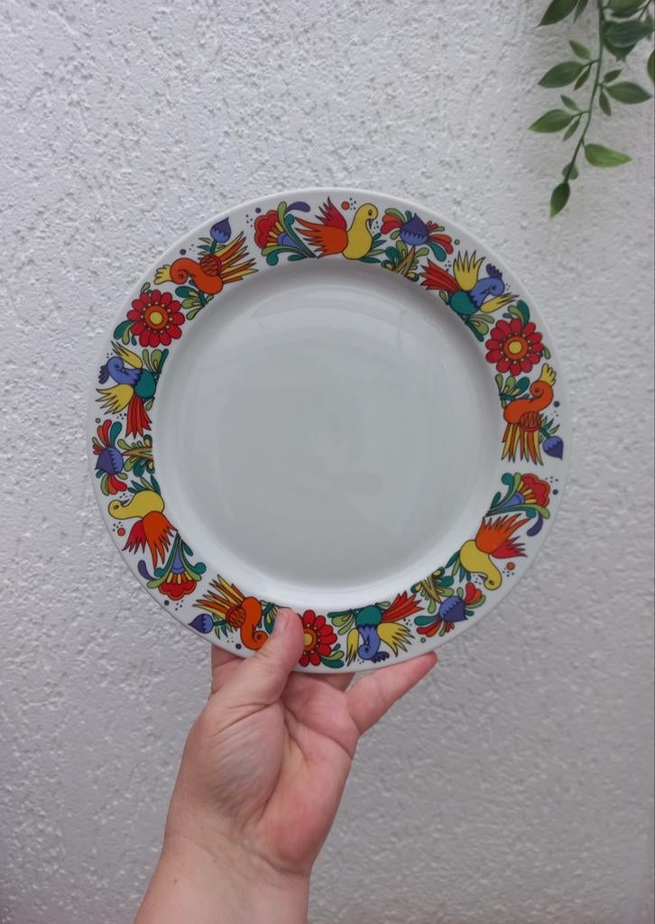 Kleurrijk vintage bord. Bohemian. Retro, Ophalen of Verzenden, Porselein, Overige stijlen, Bord(en)