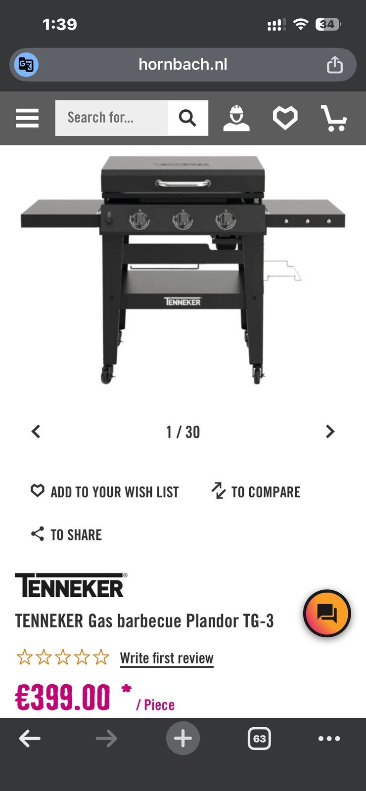 Outdoor griddle, Ophalen, Zo goed als nieuw