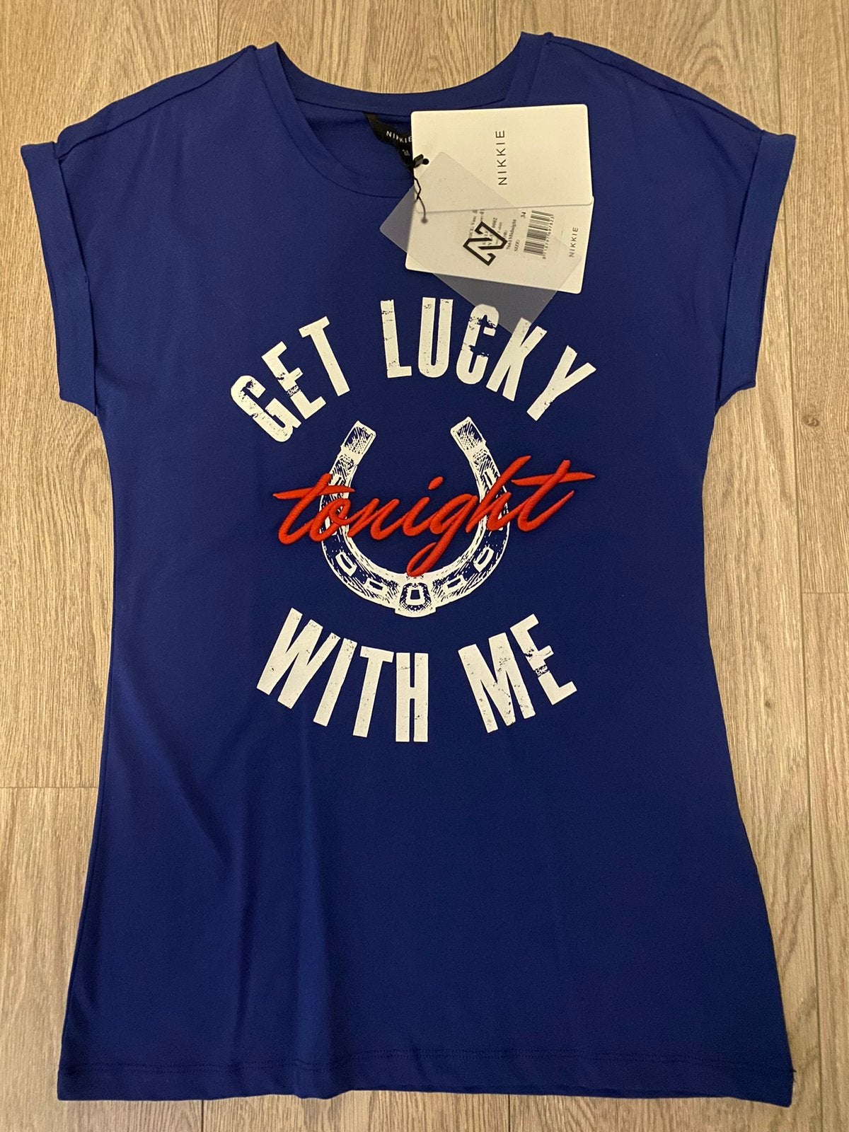 Shirt Nikkie maat 34 nieuw, Ophalen, Blauw, Nieuw, Korte mouw