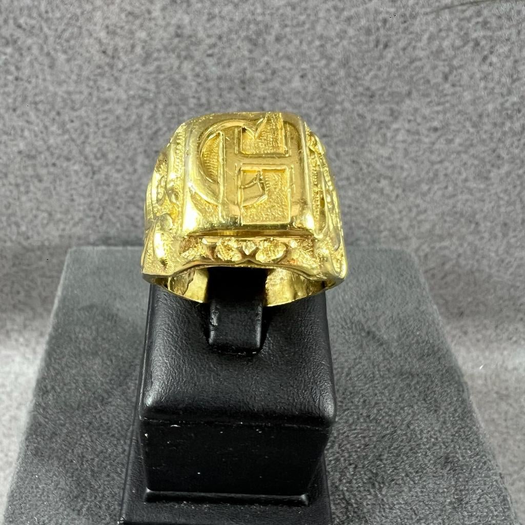 Gouden Ring | 14k | 15,95g | monogram letter C/H |22| 408533, Sieraden, Tassen en Uiterlijk, Ringen, Gebruikt, 20 of groter, Heer
