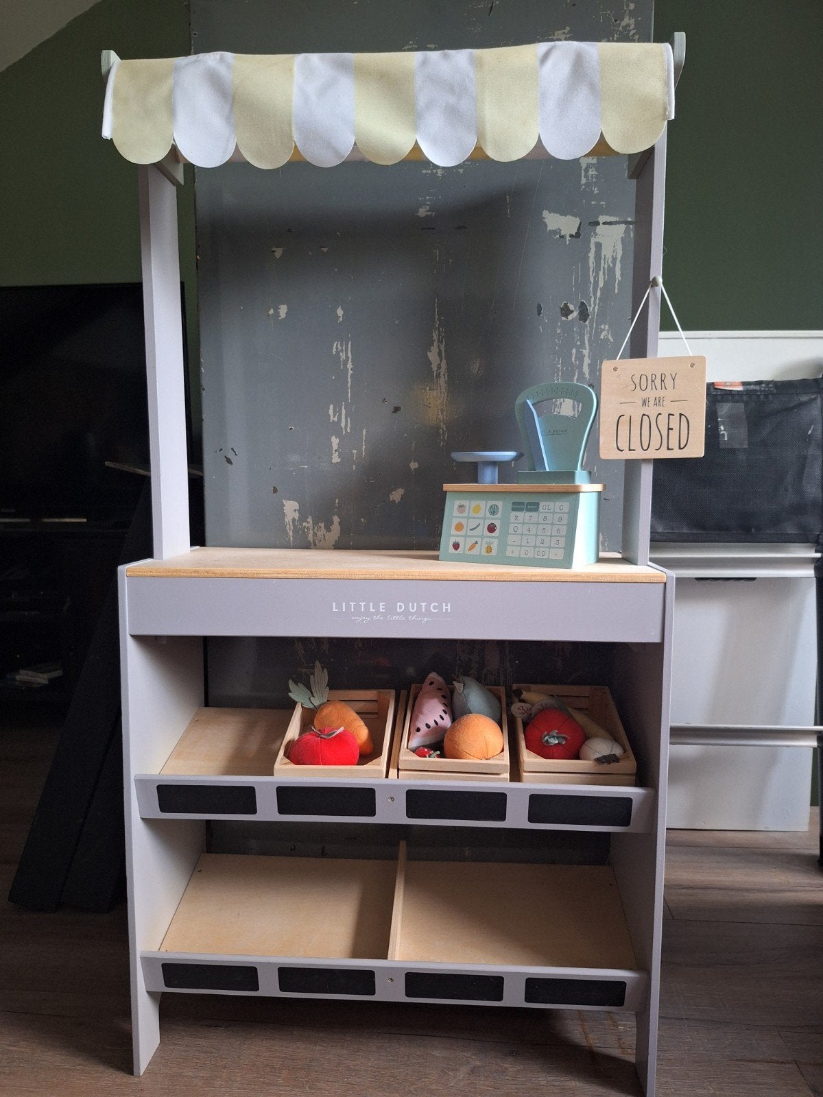 Little Dutch Marktkraam met Weegschaal en Stoffen Groenten, Kinderen en Baby's, Ophalen, Gebruikt, Ontdekken