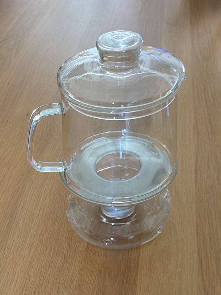 Glazen theepot met theelicht warmhouder, Ophalen of Verzenden, Zo goed als nieuw