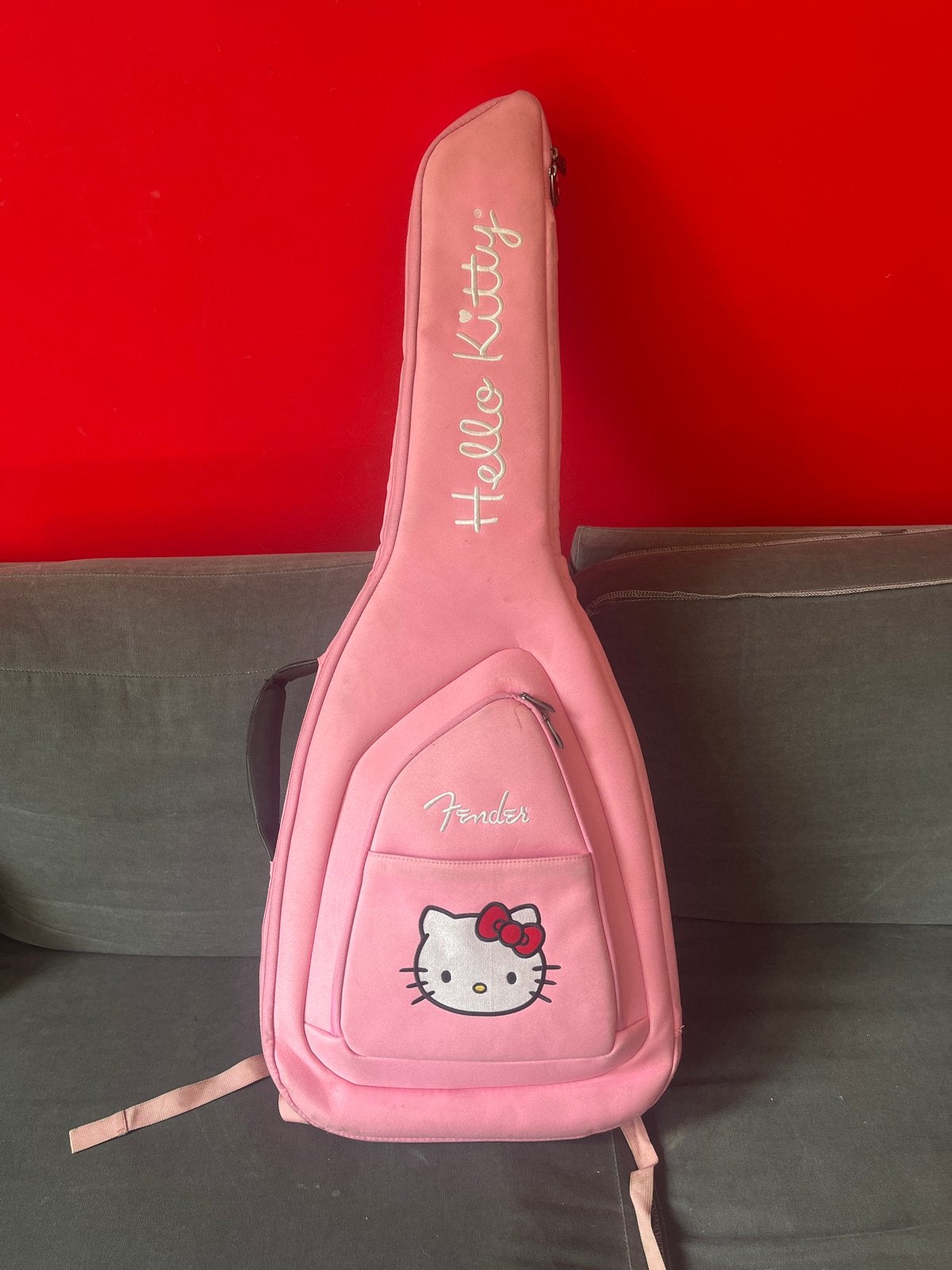 Hello Kitty Gitaartas - Roze Fender hoes, Ophalen of Verzenden, Gebruikt, Akoestische gitaar