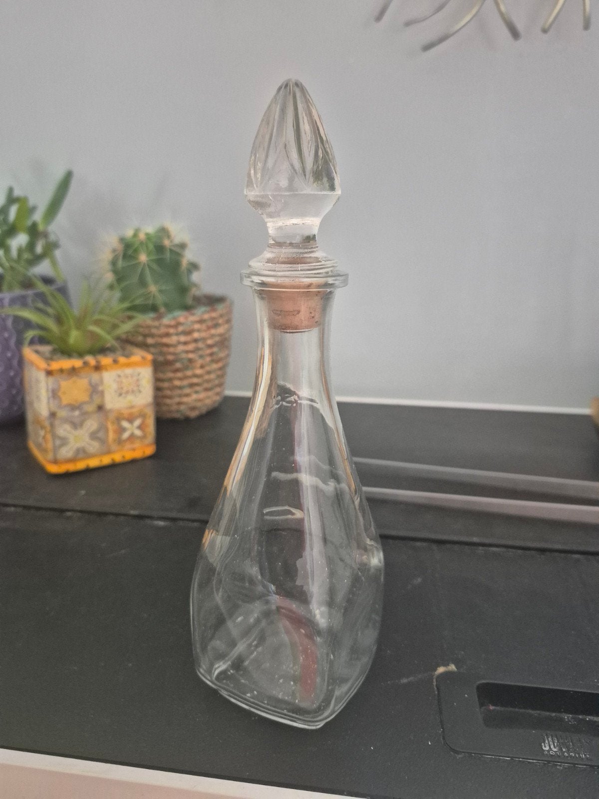 Glazen karaf met decoratieve stop, Ophalen of Verzenden