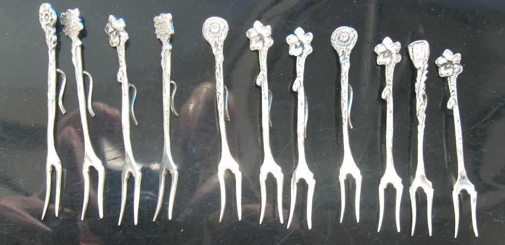 Set van 11 cocktail vorkjes met haakje, Antiek en Kunst, Verzenden