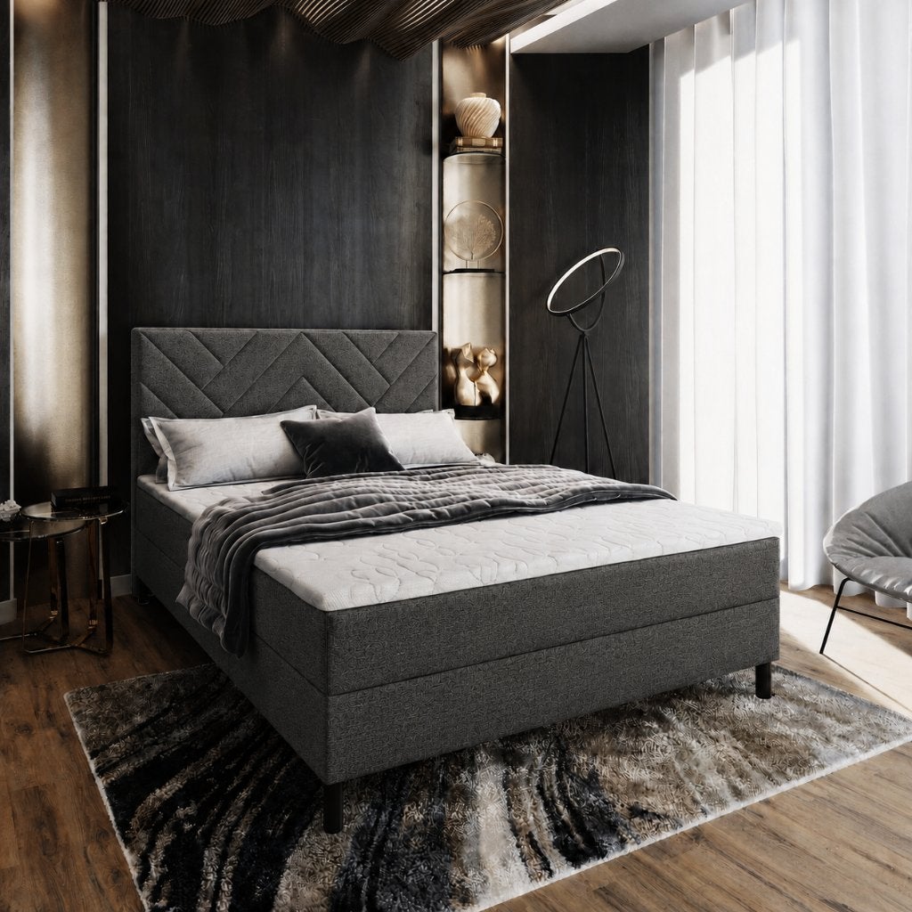 ACTIEDEAL Boxspring 180 x 200 | HB Chevron + GRATIS topper