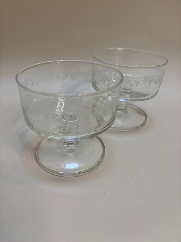 Set vintage coupe glazen druivenrank 70's 2 stuks, Ophalen of Verzenden