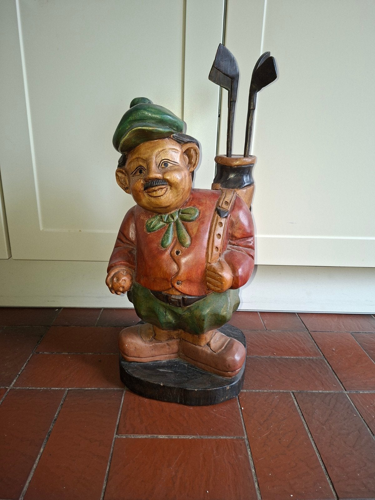 Houten Beeld Golfer met Golfclubs - Handgesneden, Ophalen, Handgemaakt, 20 - 50 cm, Beeld