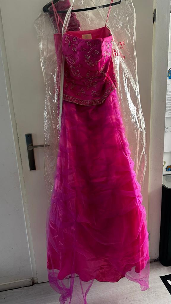 Roze Galajurk - Precious Formals Maat 12 (M), Galajurk, Zo goed als nieuw, Roze, Ophalen