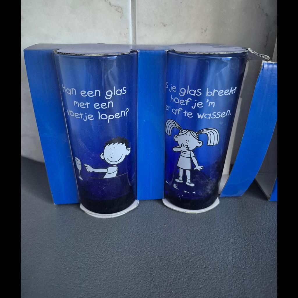 blue band glazen set van 2 nieuw, Nieuw, Ophalen of Verzenden, Overige merken, Glas