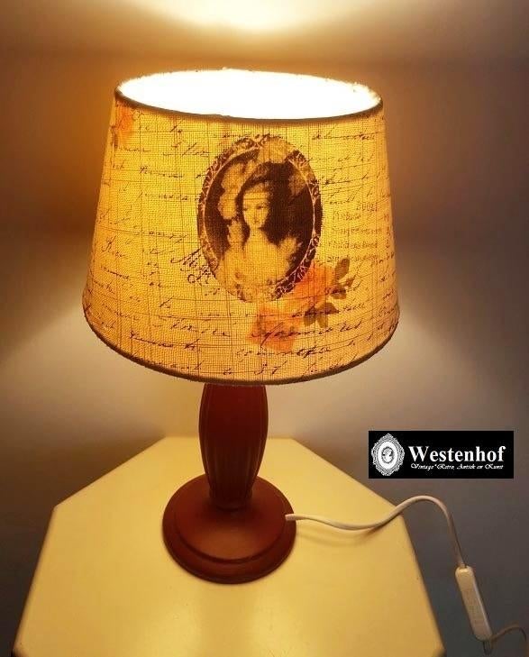 Vintage tafellamp met rode keramiek lampvoet,, Ophalen of Verzenden, Gebruikt, Overige materialen, Minder dan 50 cm