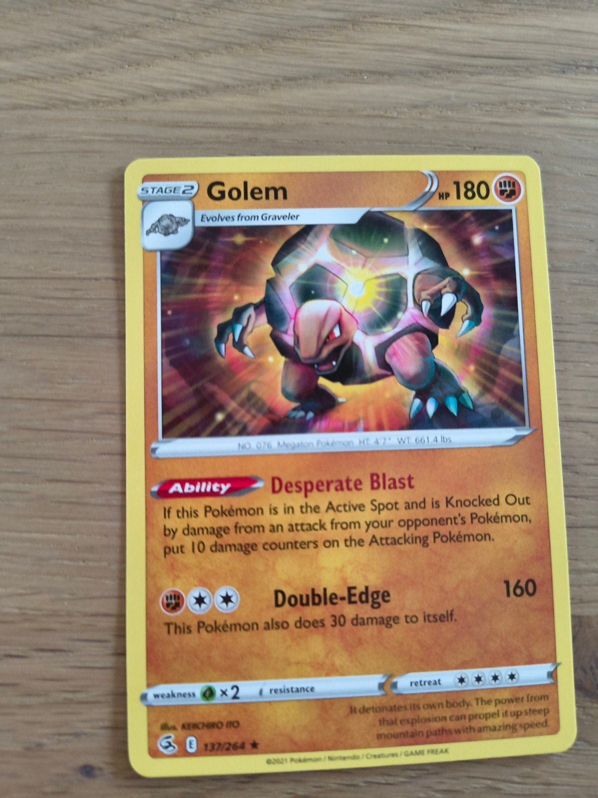 Pokémon Kaart Golem 137/264 - Zo goed als nieuw, Ophalen of Verzenden, Zo goed als nieuw, Losse kaart