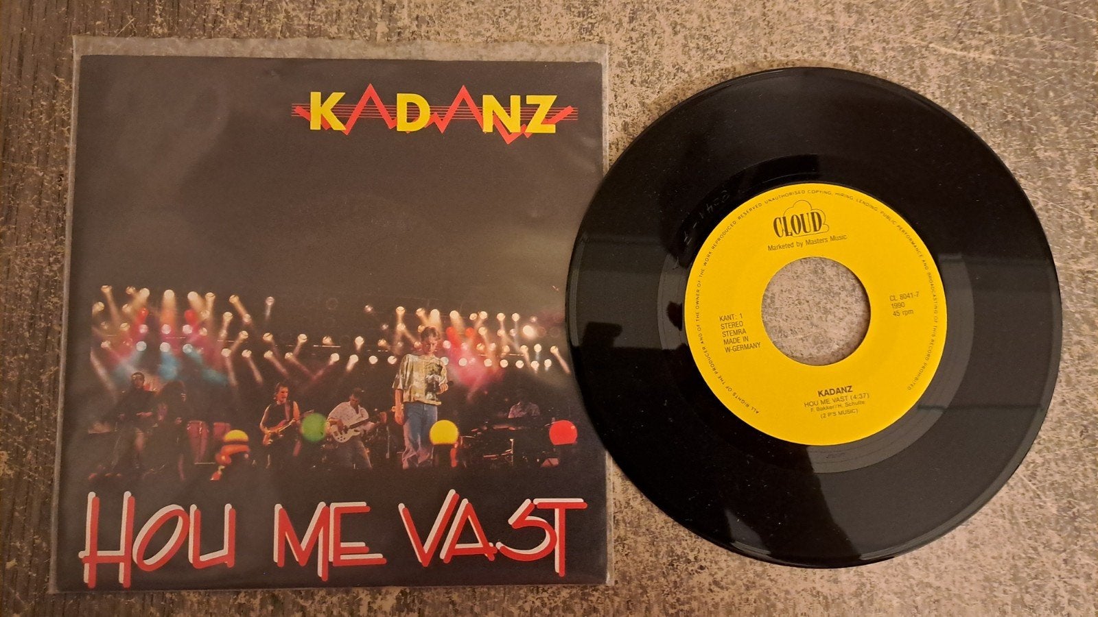 Kadanz  - hou me vast, Cd's en Dvd's, Vinyl Singles, Gebruikt, 7 inch, Nederlandstalig, Fotohoes