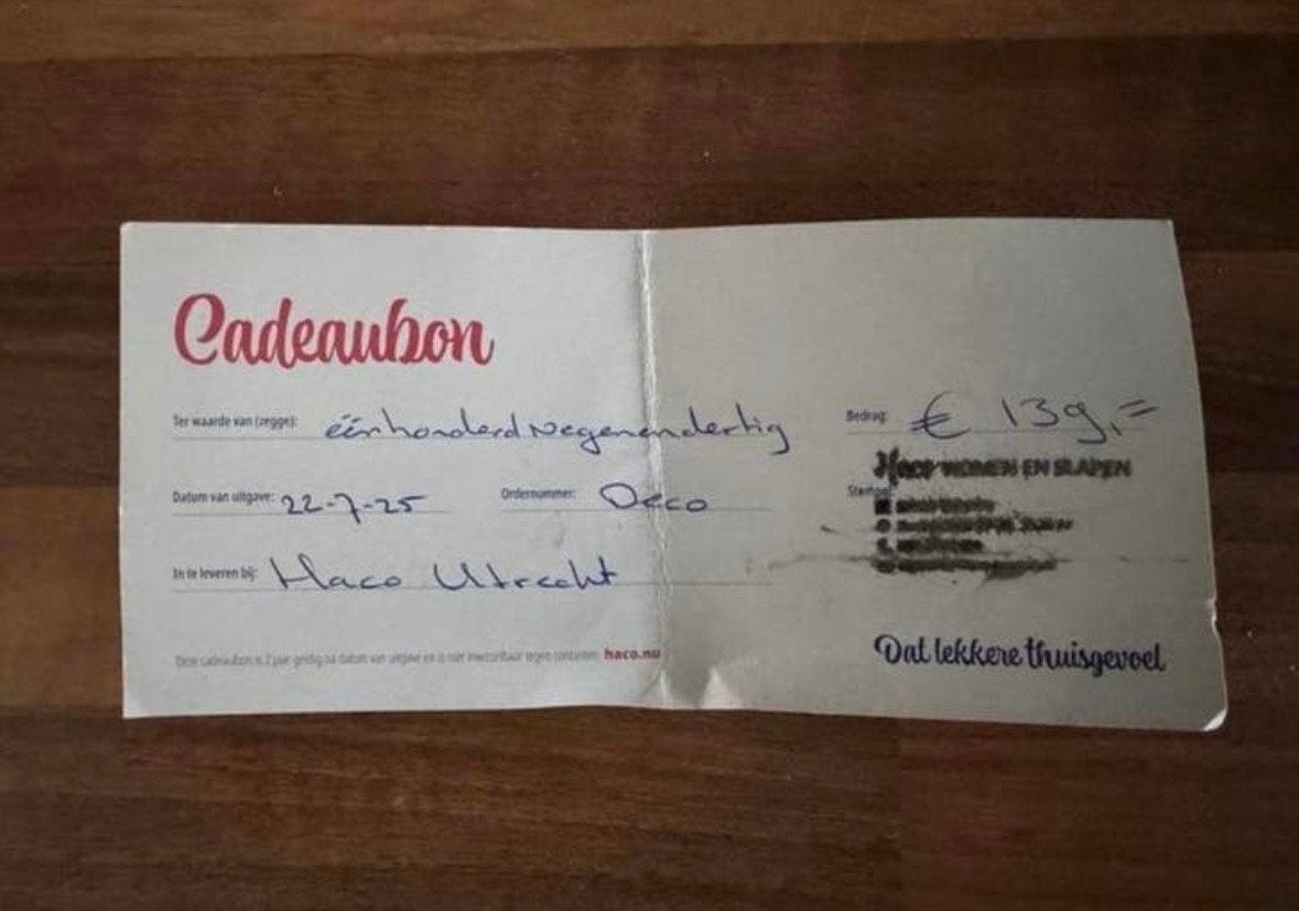 Haco waardebon 139,- / voor 85, Eén persoon, Cadeaubon