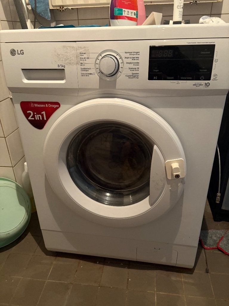 LG Was-droogcombinatie 8/5 kg – werkt uitstekend, 6 tot 8 kg, Ophalen, Zo goed als nieuw, 85 tot 90 cm