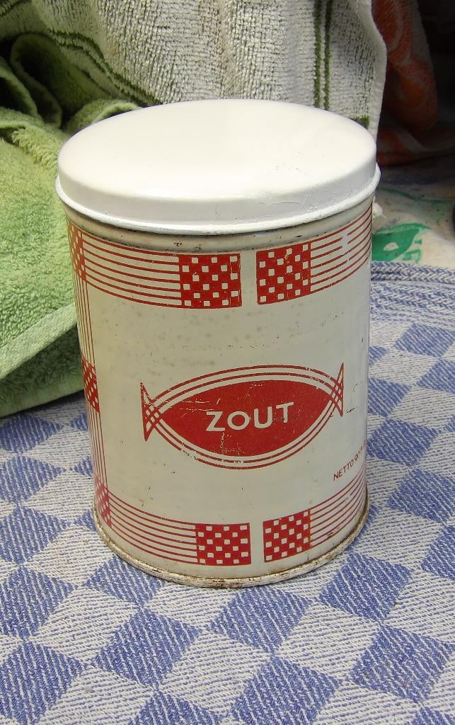 brocante zoutpot/ zoutbusje/ voorraadbus sel/ keukenbusje, Antiek en Kunst, Antiek | Keukenbenodigdheden, Ophalen of Verzenden