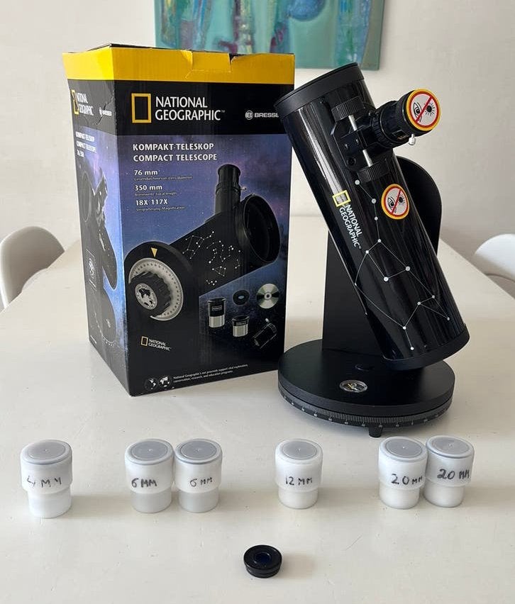 National Geographic Telescoop 76/350 mm, Audio, Tv en Foto, Optische apparatuur | Telescopen, Met statief, Zo goed als nieuw, Minder dan 80 mm