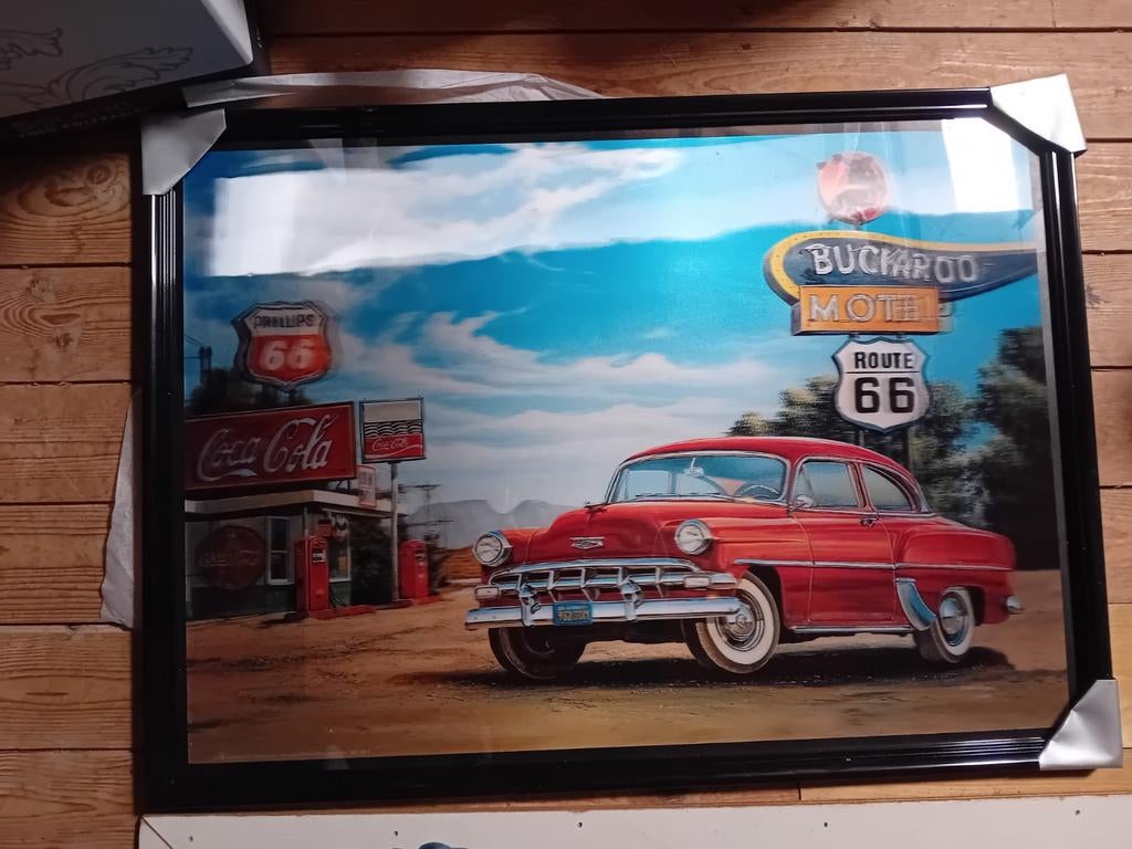 3D Coca Cola Poster in Lijst - Route 66 Thema, Huis en Inrichting, Ophalen, Nieuw, 75 tot 100 cm, Foto of Poster